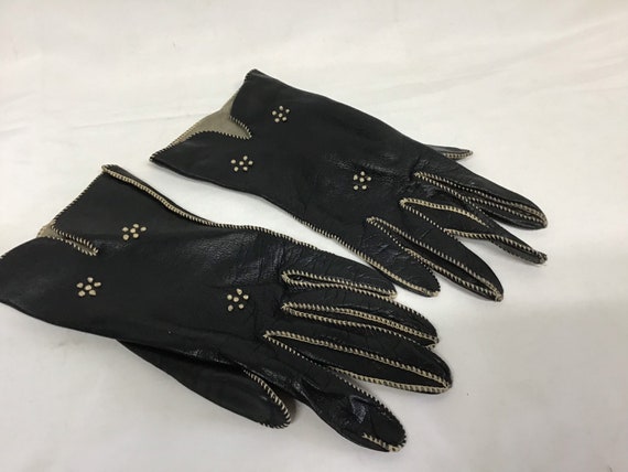 Vintage Leather Gloves - Size 6 3/4 Leather Glove… - image 1