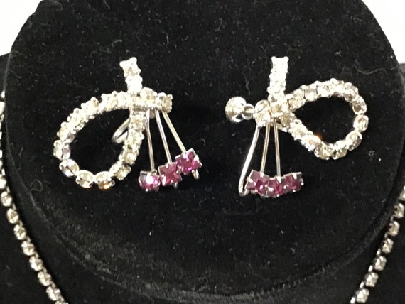 Vintage Art Deco Clear & Amethyst Crystal Rhinest… - image 3