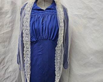 Antique 1920s Blue Wedding Dress & Veil - 1920s Wedding Dress W/ Wedding Picture