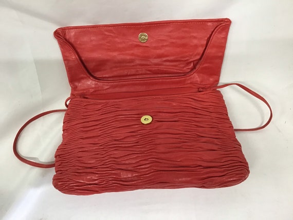 Vintage Red Leather Meyers Shoulder Bag Purse - R… - image 5