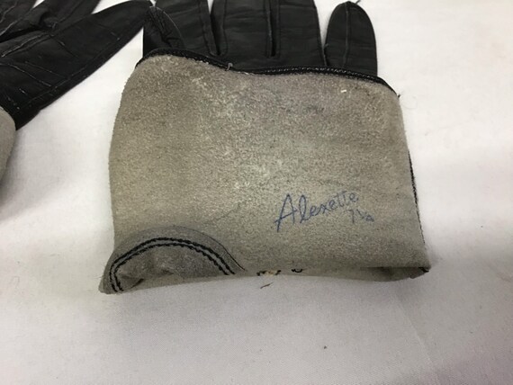 Alexette Leather Gloves - Vintage Black Leather G… - image 6