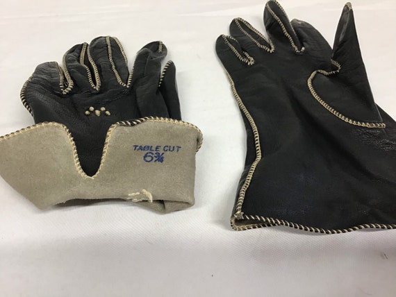 Vintage Leather Gloves - Size 6 3/4 Leather Glove… - image 7