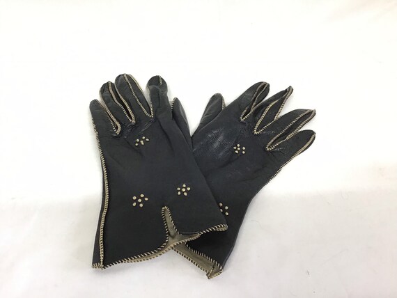 Vintage Leather Gloves - Size 6 3/4 Leather Glove… - image 5