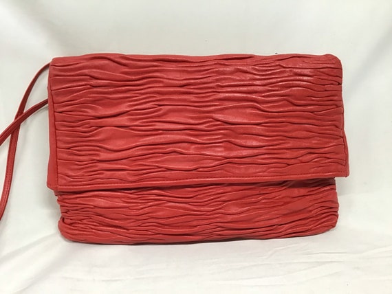 Vintage Red Leather Meyers Shoulder Bag Purse - R… - image 1