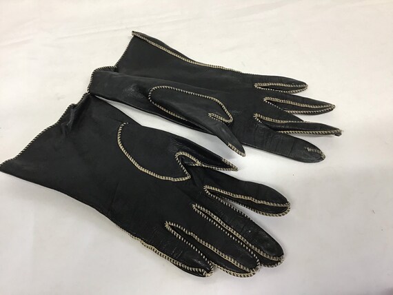 Vintage Leather Gloves - Size 6 3/4 Leather Glove… - image 6