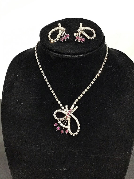 Vintage Art Deco Clear & Amethyst Crystal Rhinest… - image 1