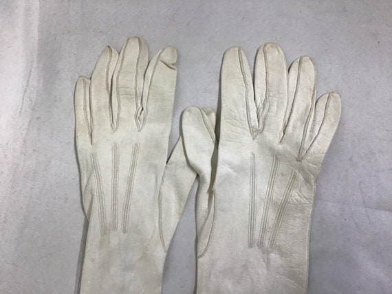 Vintage White Opera Kid Skin Gloves - Vintage Lea… - image 4