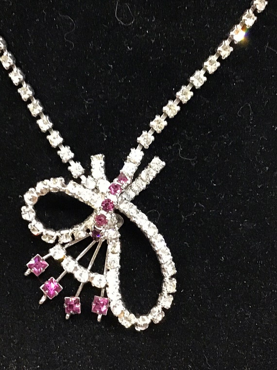 Vintage Art Deco Clear & Amethyst Crystal Rhinest… - image 2