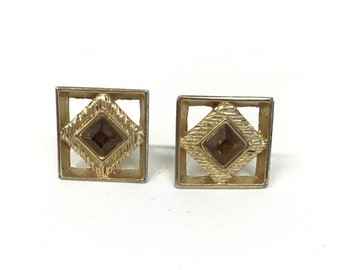 gemelli in oro vintage gemelli gemelli ambra strass - Spedizione gratuita