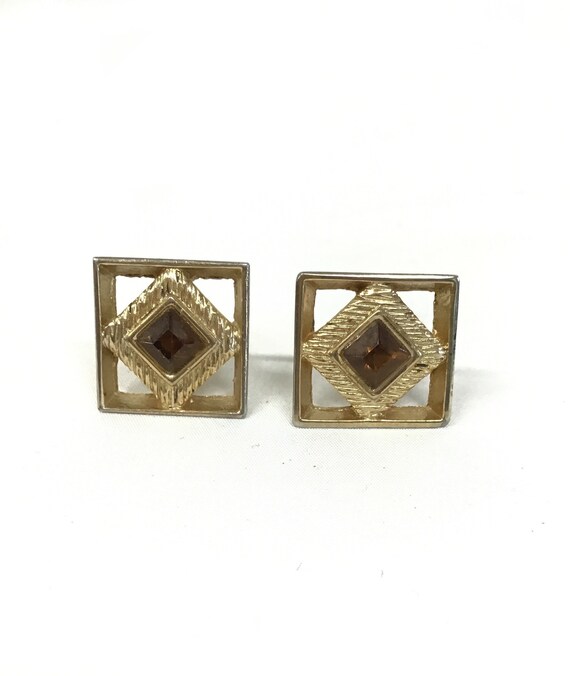 Boutons De Manchette Vintage En Ambre - Paire - Éclat Naturel - Occasion
