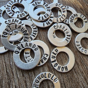 Travel Tokens - Hand Stamped on Aluminum Rings