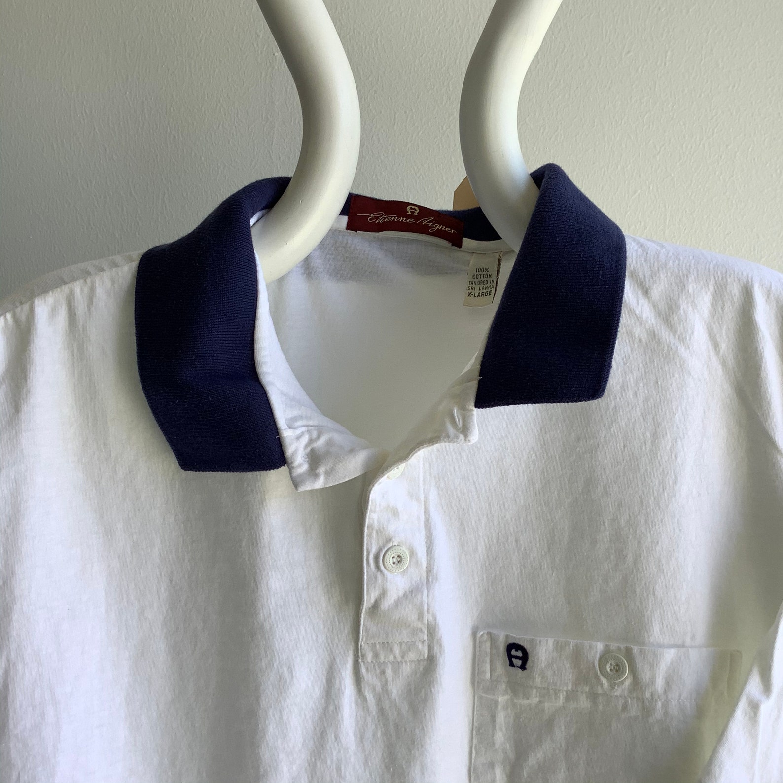 Vintage 00s White Polo With Navy Collar Pocket T-Shirt | Etsy