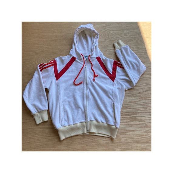 Vintage 80s Adidas Terrycloth Zip Up Hoodie