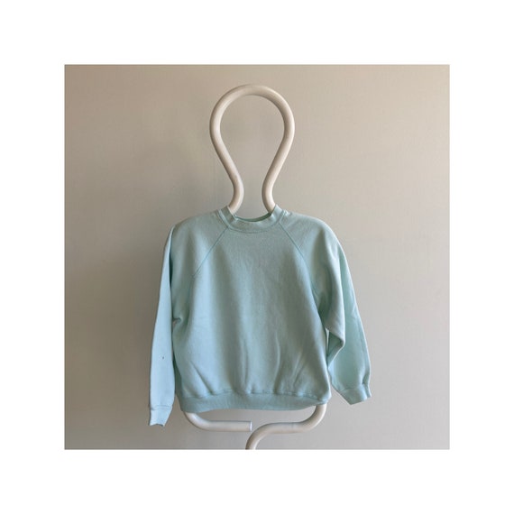 Vintage 80s Faded Sea Foam Green Blank Raglan Swea