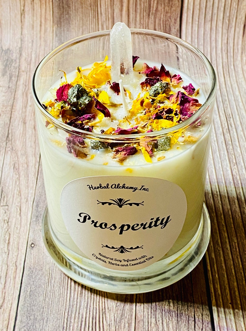 Prosperity Candle Ritual Candle Candle With Crystals and Etsy