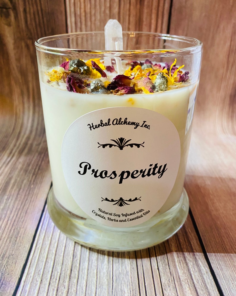 Prosperity Candle Ritual Candle Candle With Crystals and Etsy