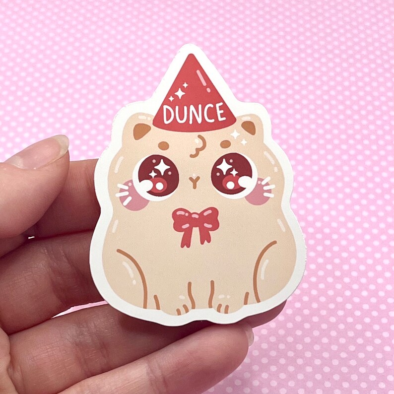 Dunce Sticker Dunce Hat Cat Sticker L Cute Kitten Sticker - Etsy
