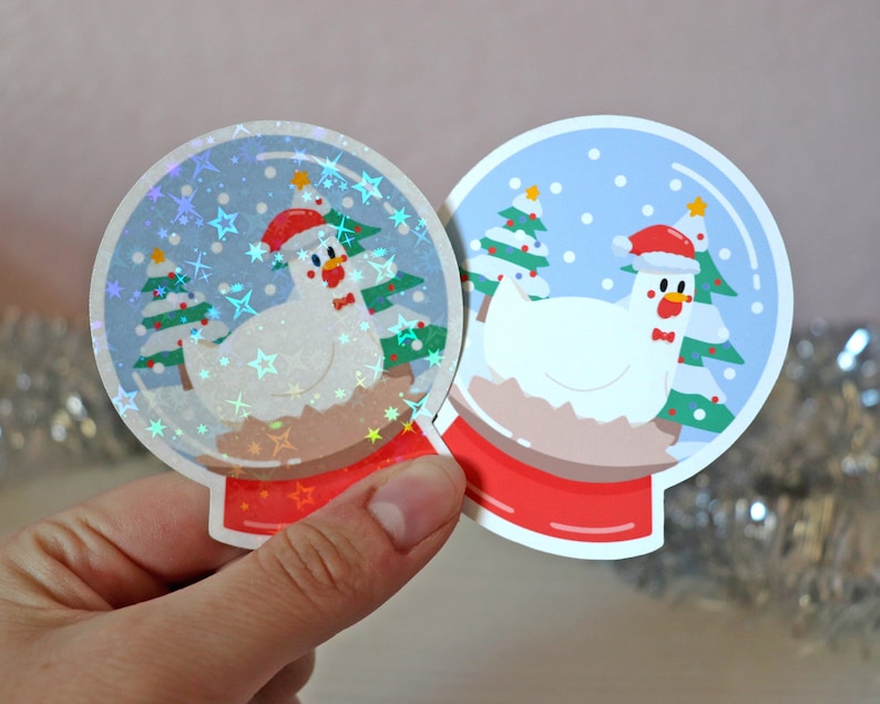 Sweetums Snow Globe Vinyl Sticker 3 inch Christmas Holidays waterproof holo sticker for your phone laptop or water bottle