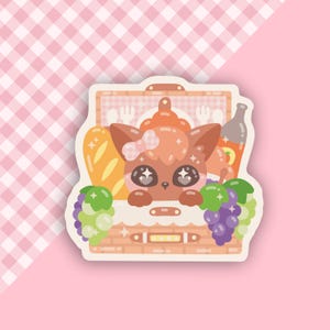 Kawaii Fox Picknickkorb Vinyl Sticker l Videospiel Sticker