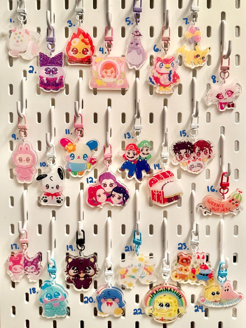 Kawaii Acrylic Keychains - Etsy