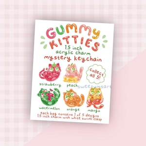 Gummy Kitty Mystery Keychain l Kawaii Blind Bag Acrylic Charm