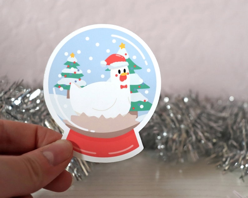 Sweetums Snow Globe Vinyl Sticker 3 inch Christmas Holidays waterproof holo sticker for your phone laptop or water bottle