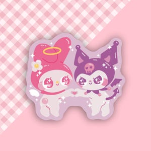 Pegatina de vinilo de ángel y diablo l Pegatina japonesa kawaii