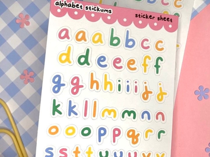 Rainbow Alphabet Sticker Sheet - 2 Pack Pastel Letter and Number ...
