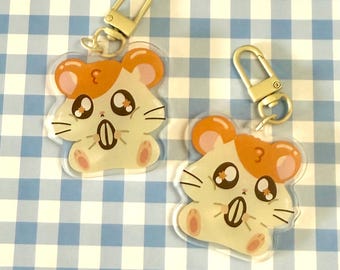 Retro Hamster Keychain l Cute Cartoon Acrylic Charm