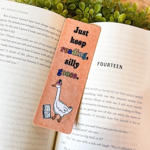 Keep Reading, Silly Goose Bookmark | Cute Bookmarks | No Slide Bookmark | Original Designs | Bookish | Silly Goose Bookmark | Goose in a Hat