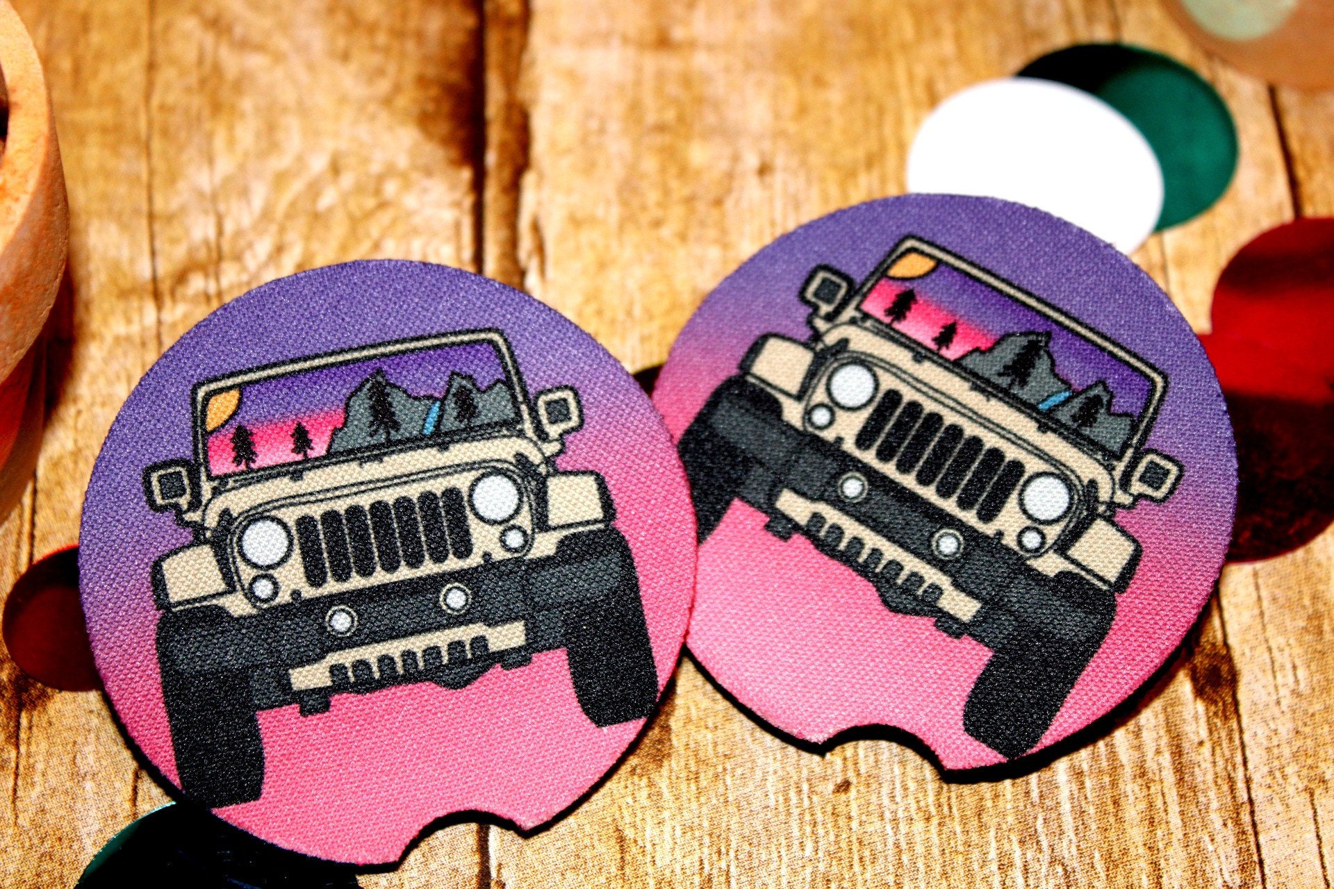 Jeep Adventure Car Coasters Rubber Car Coasters Sublimated Etsy