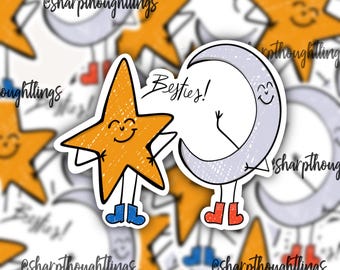 Bestie Cartoon Stickers | Best Friend Stickers | Besties Forever | Cartoon Friends | Original Cartoon Drawings of Perfect Matches | Friends