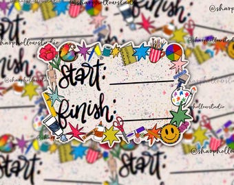 Sketchbook Start and Finish Sticker | Junk Journal | Sketchbook Sessions | Journaling Crafts | Ephemera | Journal Date | Artist Stickers
