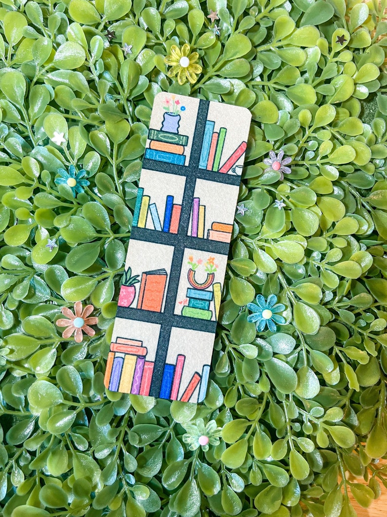 Rainbow Bookshelf Bookmark | Cute Bookmarks | No Slide Bookmark ...