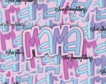 Mama Sticker | Handlettered Sticker | Light Purple and Blue Pastels | Mom Stickers | Gifts for Mom | Mama Decal | Cute Mom Merch