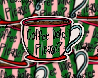 Striped Coffee Cup Sticker | Iced Coffee Lover | Coffee Lover | Trendy Coffee Sticker | More Coffee Please | Coffee Date | Colorful | Bright