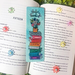 Feelin’ Bookish Felt Bookmark | Cute Bookmarks | No Slide Bookmarks | Original Designs | Book Quotes | Book Lover  | Rainbow Book Stack