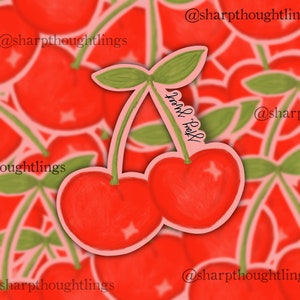 Painted Cherries Sticker | Cherry Aesthetic | Sketchy Cherry Sticker | Funky Sticker | Trendy Cherries | Trendy Stickers