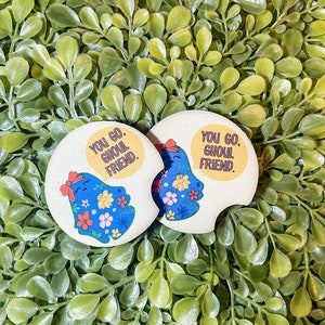 Floral Ghost Car Coasters | Rubber Car Coasters | Sublimated Car Coasters | You Go, Ghoul Friend Car Accessories | Original Designs |