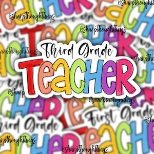 Custom Grade Level Sticker Teacher Stickers Rainbow 