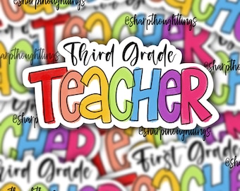 Custom Grade Level Sticker | Teacher Stickers | Rainbow Teacher Sticker | Customize with your Grade Level or Subject | Handlettered Sticker