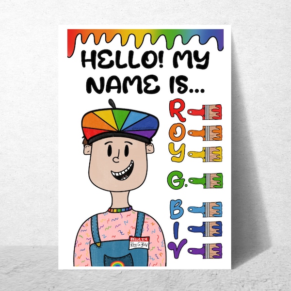ROY G BIV Poster | Hello! My Name is Roy G. Biv Character Poster | Elementary Art Teacher | Rainbow Order | Colors of the Rainbow | Teacher