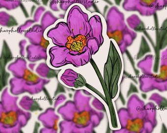 Purple Watercolor Flower Sticker | Vintage Stickers | Single Stem Flower | Dainty Florals | Fun Flowers | Stickers for Her | Gifts for Her
