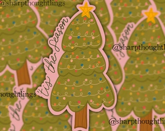 Tis the Season Sticker | Christmas Doodle Sticker | Christmas Tree Sticker | Holiday Stickers | Christmas Merch |