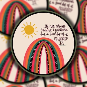 Boho Rainbow Sticker | Boho Colors | Sunshine and Rainbows | Rainbow | Positive Quote Sticker | Rainbow Reminder | Circle
