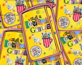 Journal Girlie Yellow Sticker | Junk Journal | Scrapbooking | Journaling Crafts | Ephemera | Trendy Hobbies | Crafty Girls | Creative | Cute