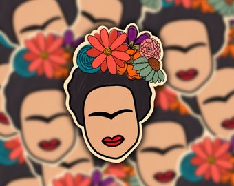 Frida Floral Sticker | Multi-Colored Florals | Flower Sticker | Artist Sticker | Art Icons | Stickers for Artists |