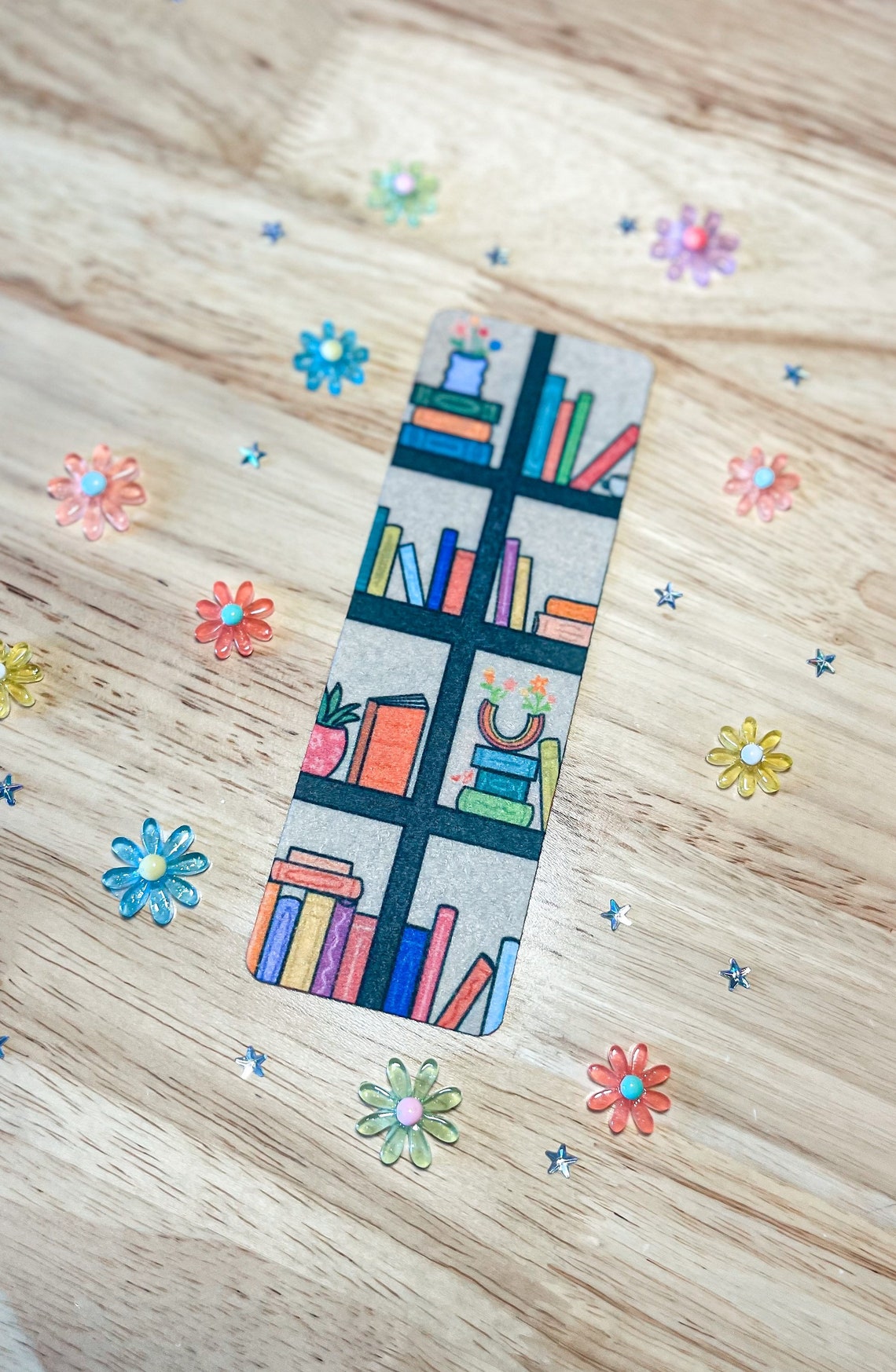 Rainbow Bookshelf Bookmark | Cute Bookmarks | No Slide Bookmark ...