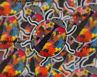 Floral Ladybug Sticker | Cute Ladybird Bug Sticker | Animal Sticker | Insect Stickers | Floral Ladybird | Bug Stickers | Colorful Stickers