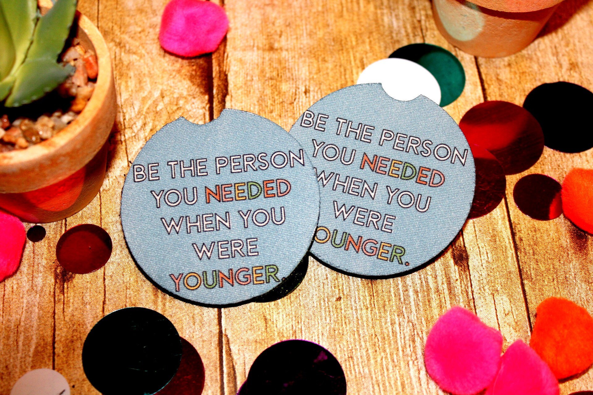 Postive Quote Car Coasters Rubber Car Coasters Sublimated Etsy